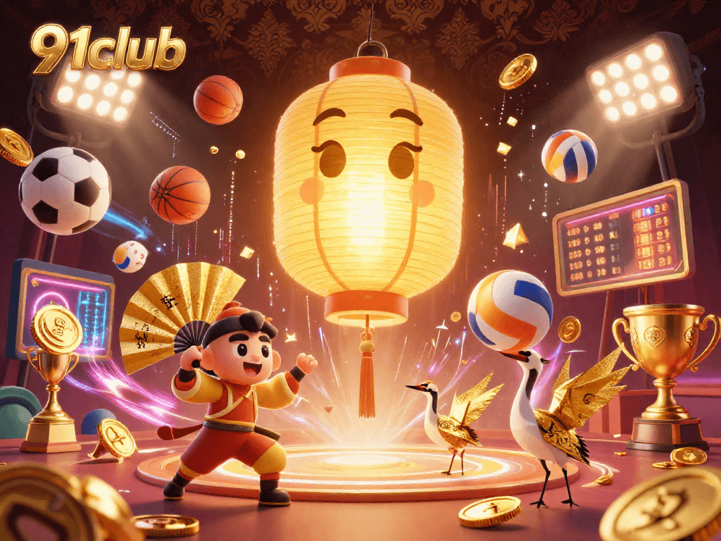 Join the excitement at 91club with vibrant casino spirits and sports elements in a dynamic gaming scene.