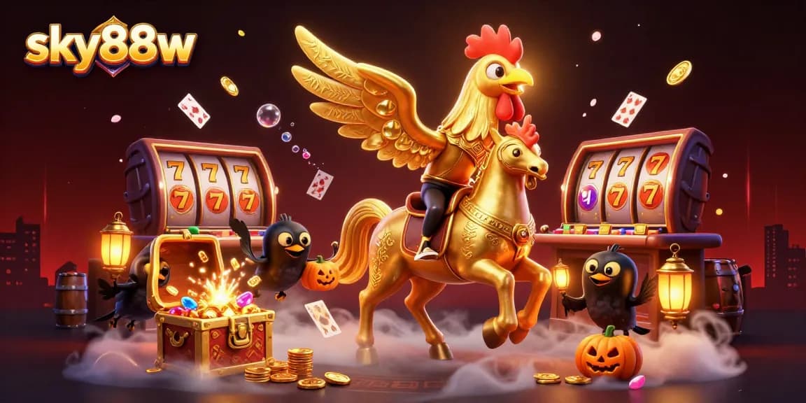 Experience the thrill of gaming at sky88w's vibrant casino, featuring golden rooster adventures.