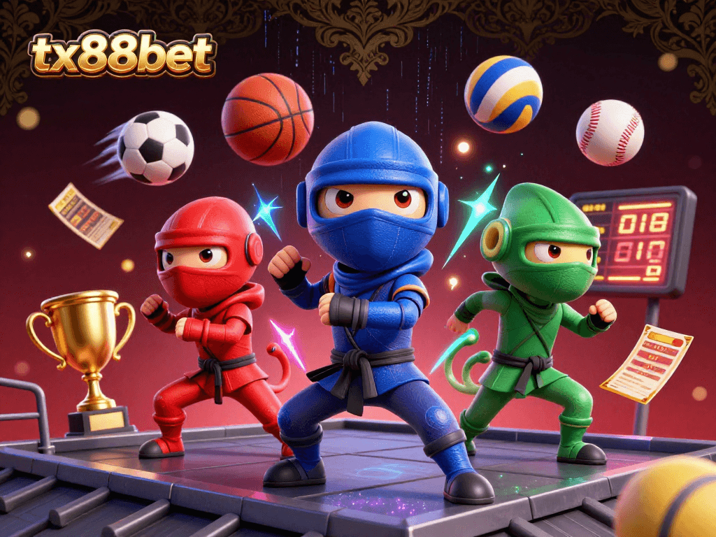 Engage with tx88bet's dynamic betting actions in a vibrant 3D casino scene.