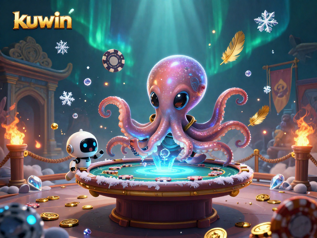 Engage with kuwin while exploring the captivating 3D cosmic casino scene filled with poker elements.