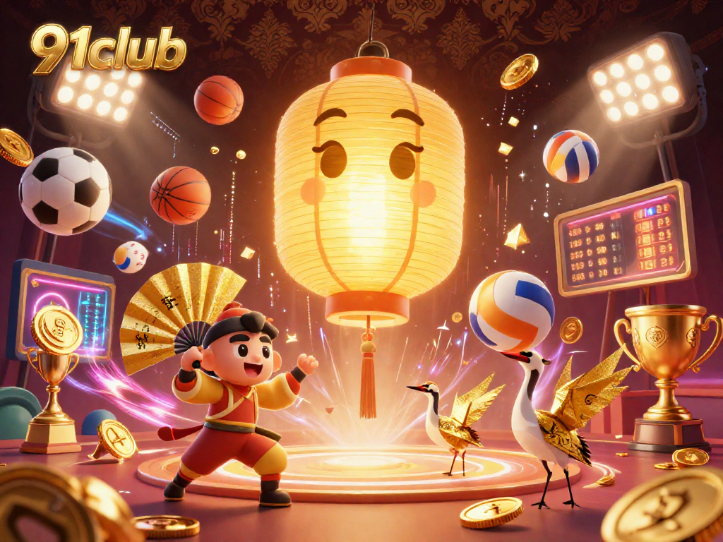 Join the excitement at 91club with vibrant casino spirits and sports elements in a dynamic gaming scene.