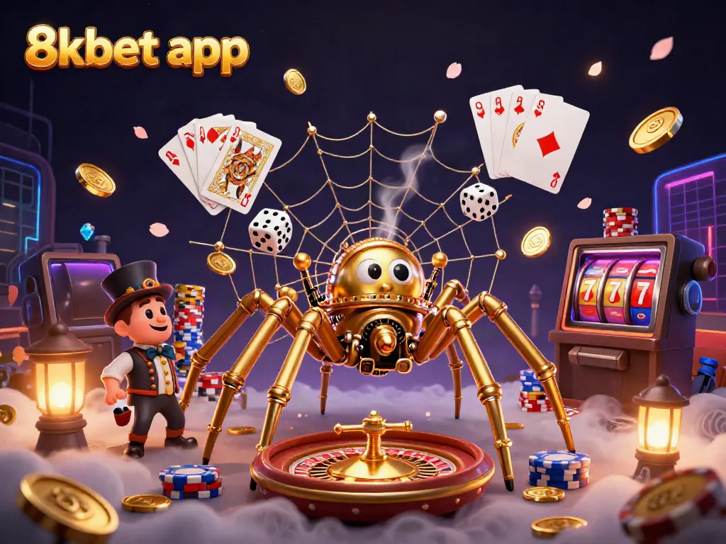 Engage with thrilling chances using the 8xbet app in this immersive 3D casino scene, capturing excitement and glamour.