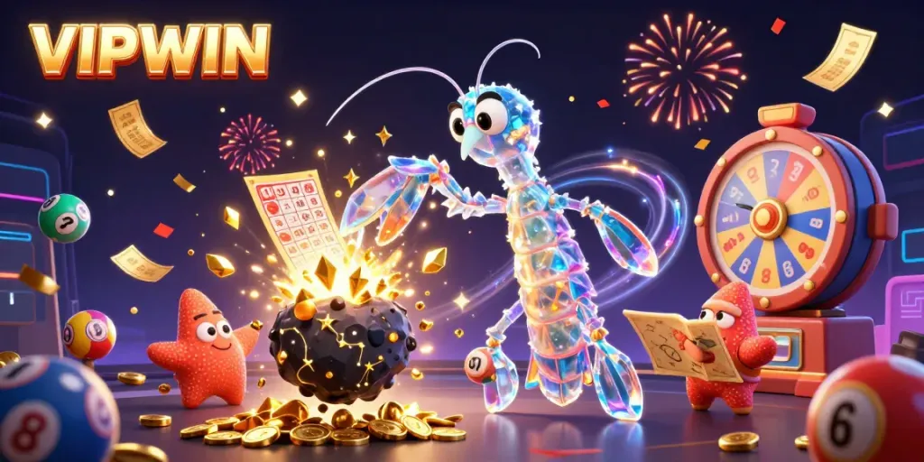 Vibrant illustration showcasing VIPWIN's exciting gaming atmosphere with galactic samurai and vibrant gambling elements.