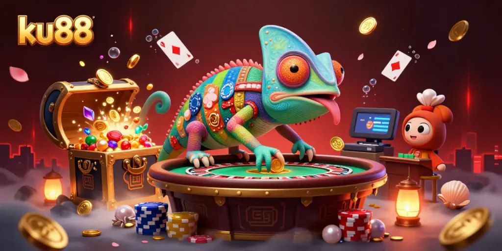 Experience thrilling gambling action with ku88's vibrant casino chameleon and dynamic game elements.