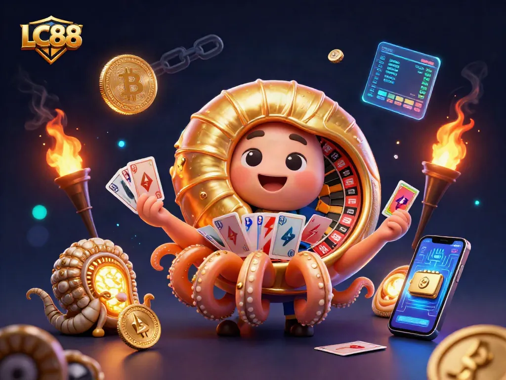 Engage with LC88 in an ultra-detailed 3D casino scene featuring a giant nautilus roulette wheel.
