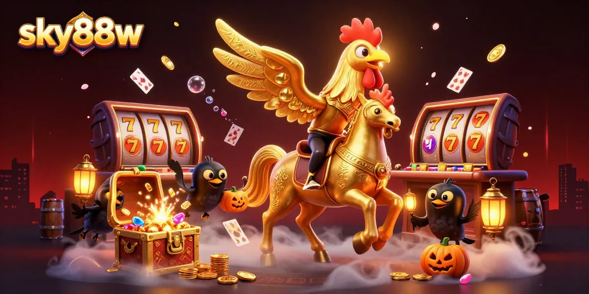 Experience the thrill of gaming at sky88w's vibrant casino, featuring golden rooster adventures.