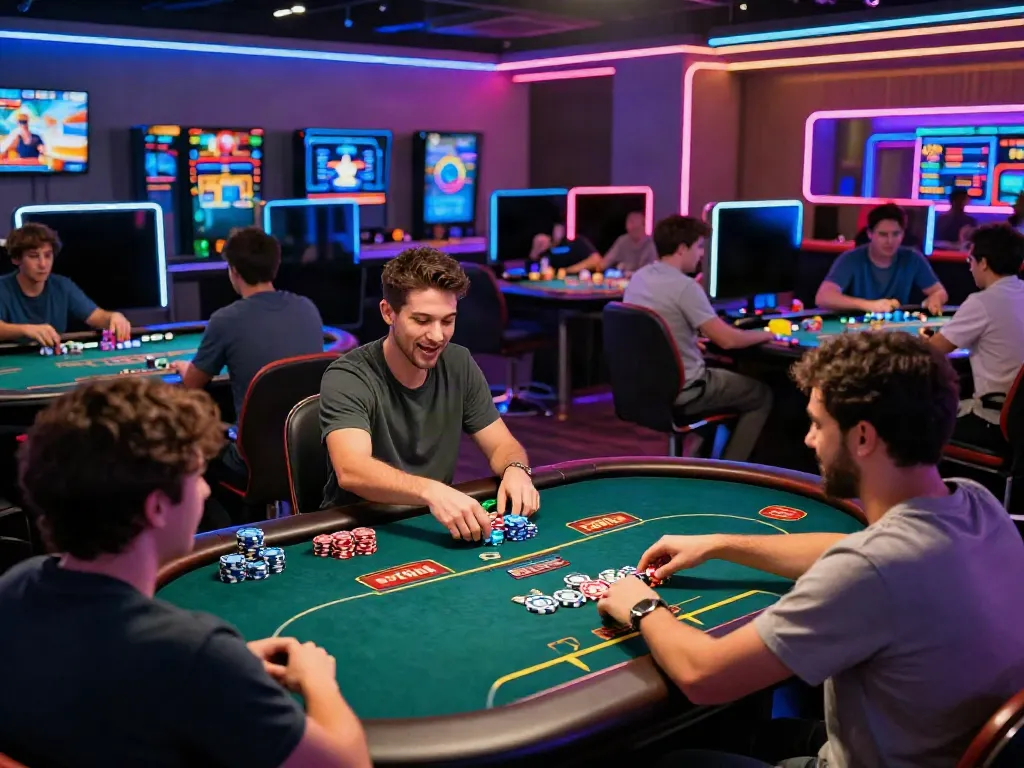 Engaged players enjoying online gaming at https://vin88.team/ with vibrant virtual casino atmosphere.