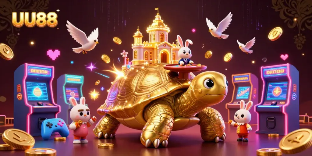 Experience winning at UU88 with a vibrant casino illustration showcasing immersive game elements and characters.