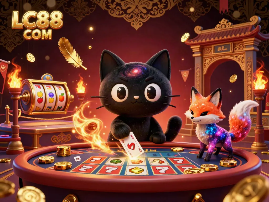 Engage with LC88 COM's stunning cosmic casino experience featuring vibrant characters and dynamic game elements.