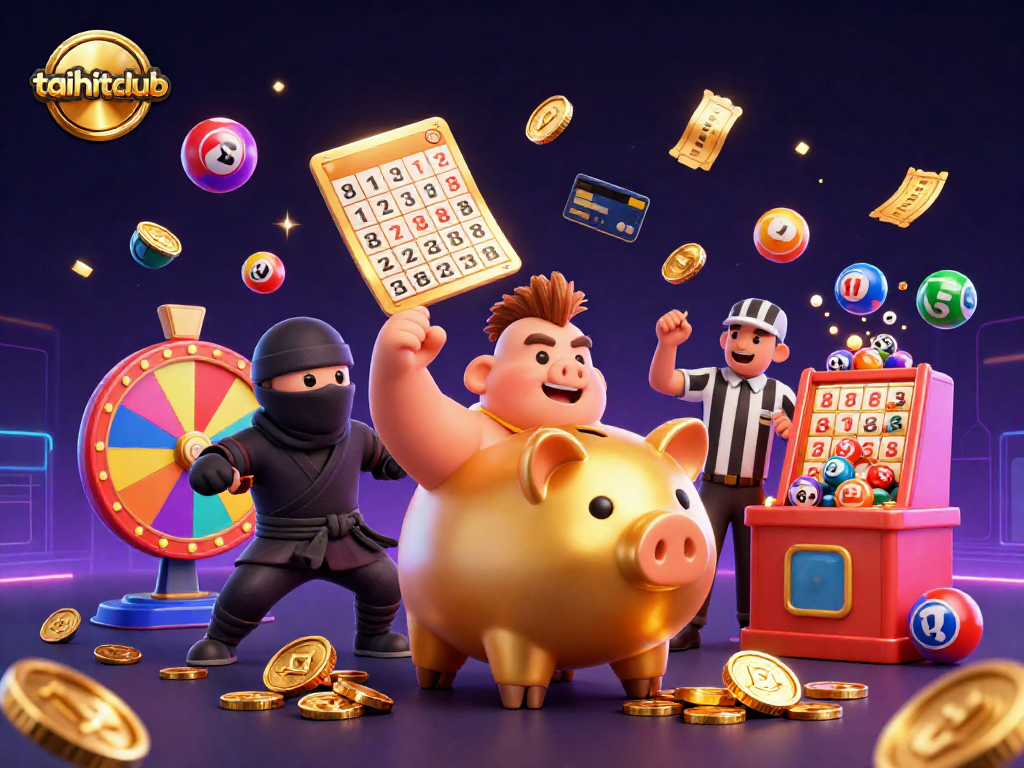 Experience the thrill of taihitclub with vibrant characters and casino elements in a dynamic 3D scene.