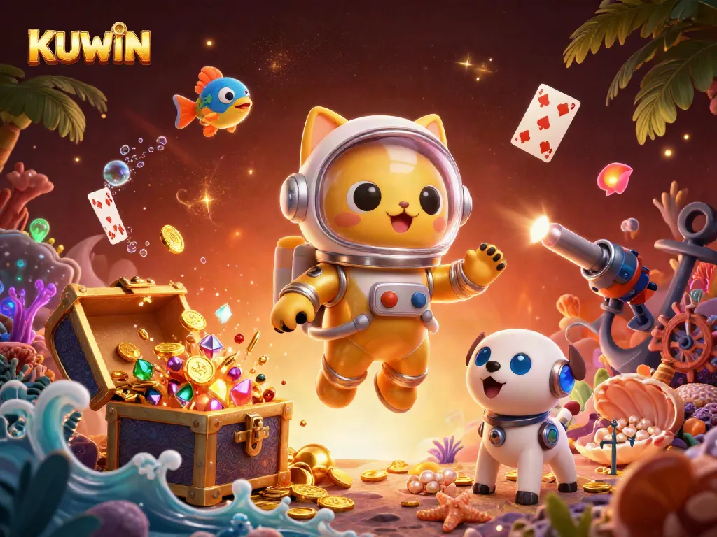KUWIN brings excitement with a vibrant 3D space-themed casino adventure featuring playful characters.
