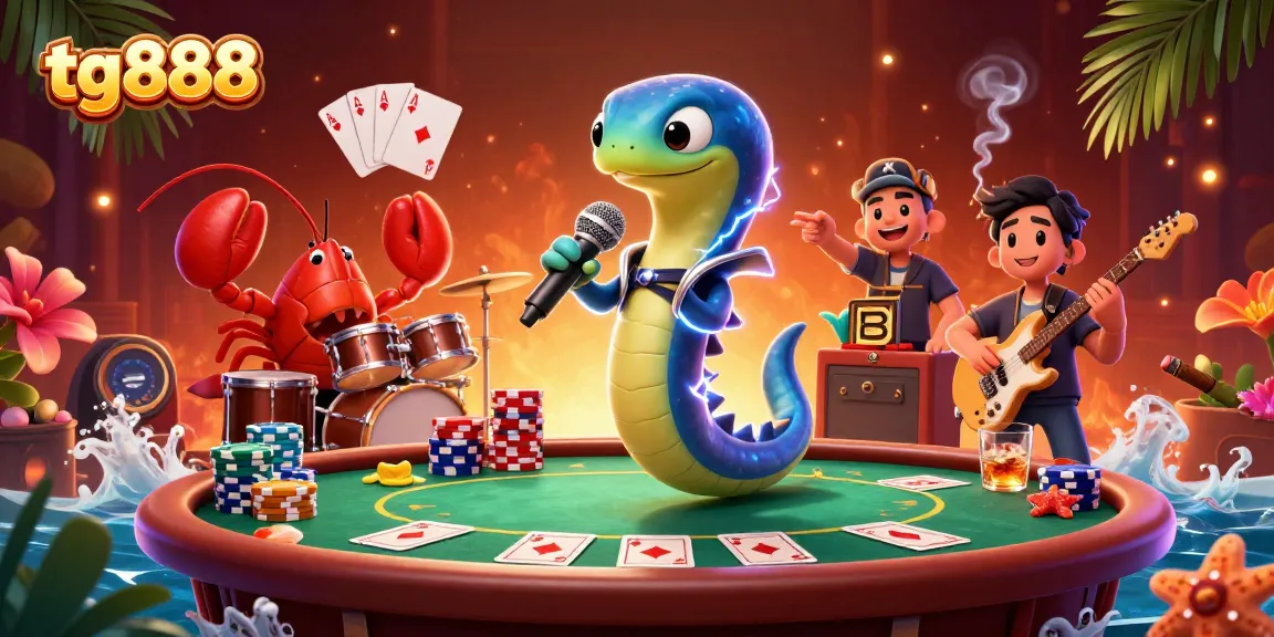 Engage with the vibrant tg888 casino world featuring a DJ eel, lobster drummer, and seahorse guitarist.