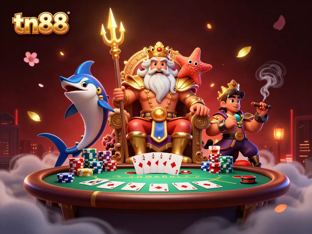 Engage with tn88 high-stakes action at a vibrant casino with immersive gaming elements.
