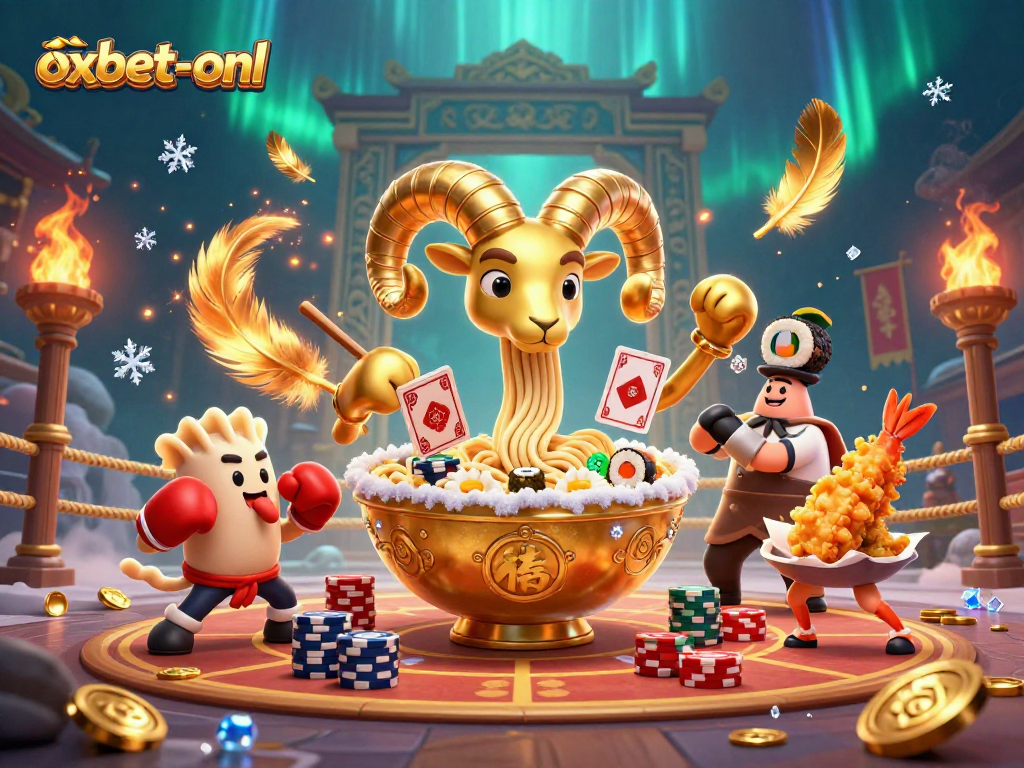 Experience thrilling casino action with oxbet-onl's unique characters in a vibrant, dynamic scene.