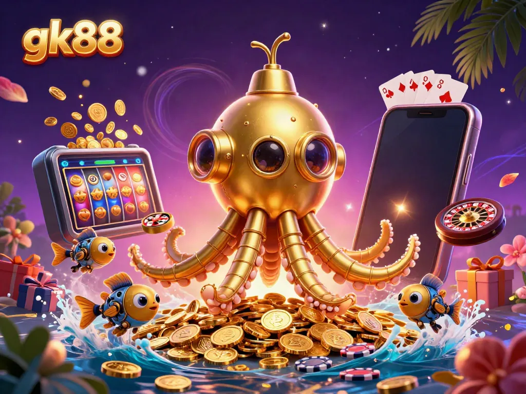 Engage with gk88's thrilling casino adventures featuring a kraken submarine and mechanical fish.