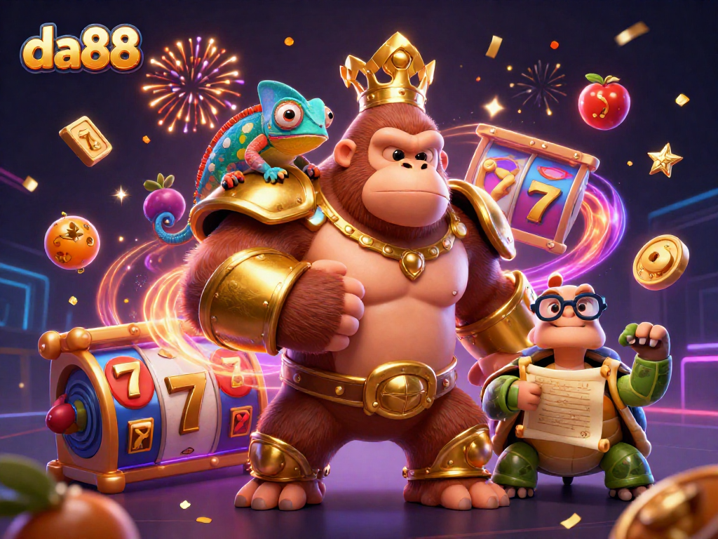 da88 players enjoying vibrant slot game dynamics and jackpots with engaging characters