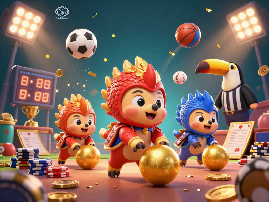 Bet on kèo nhà cái in a vibrant casino scene with pangolins and sports elements.