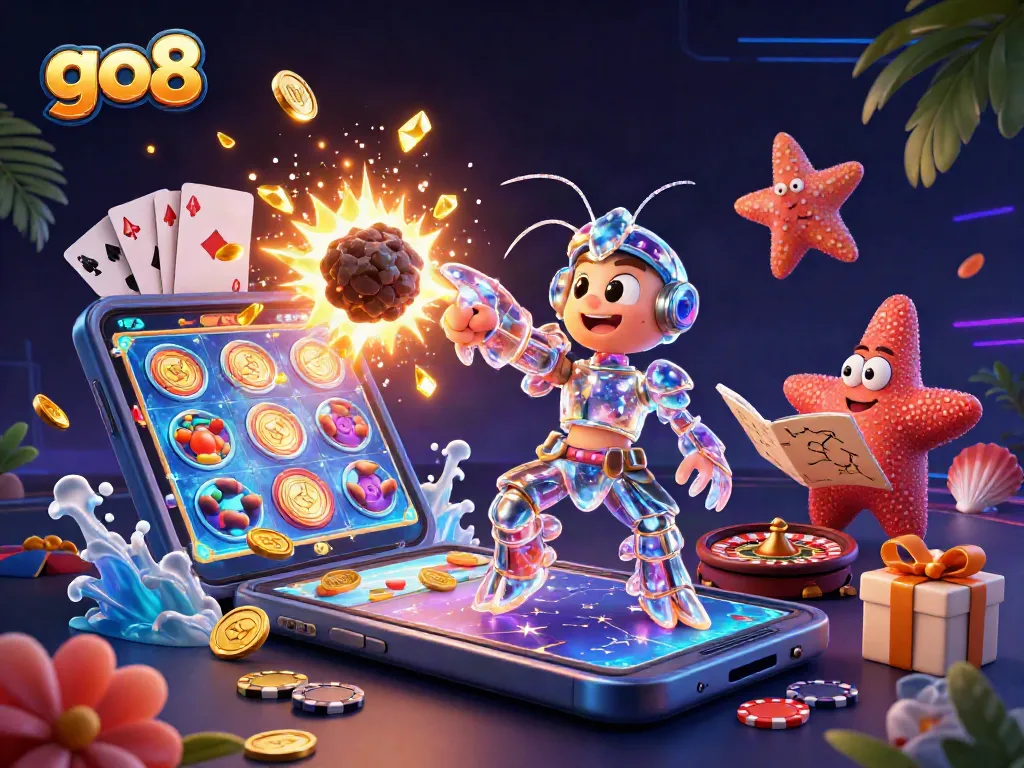 go8 samurai mantis shrimp triumphantly breaking through asteroids with gold coins and casino games