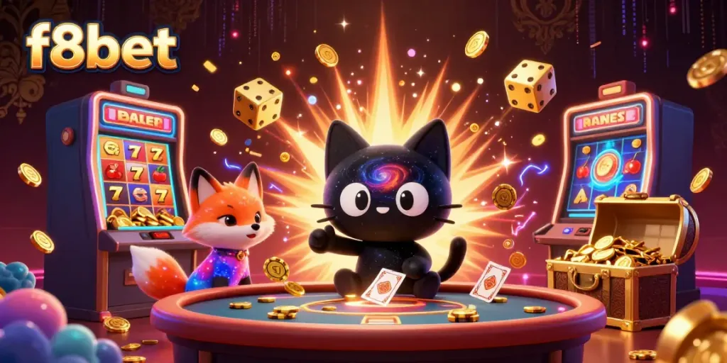 Experience f8bet's vibrant cosmic casino with thrilling game elements and enchanting characters.
